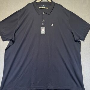 Psycho Bunny Mens Classic Fit Polo Shirt Navy Blue Bunny Logo Size XL